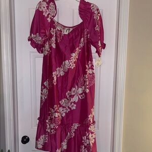 Vintage MALIHINI HAWAII pink floral print dress NEW